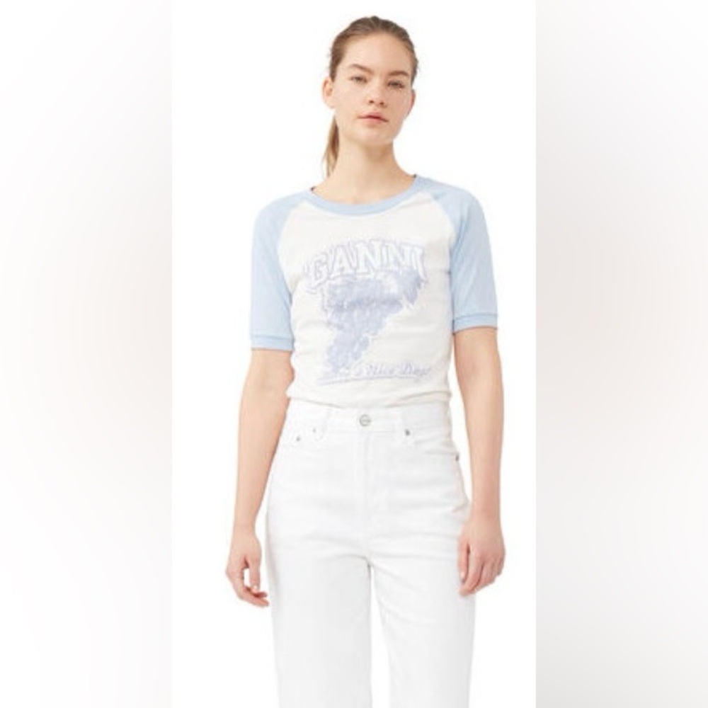 Ganni- Grapes Raglan Organic Cotton Have a Nice Day Tee. Size S